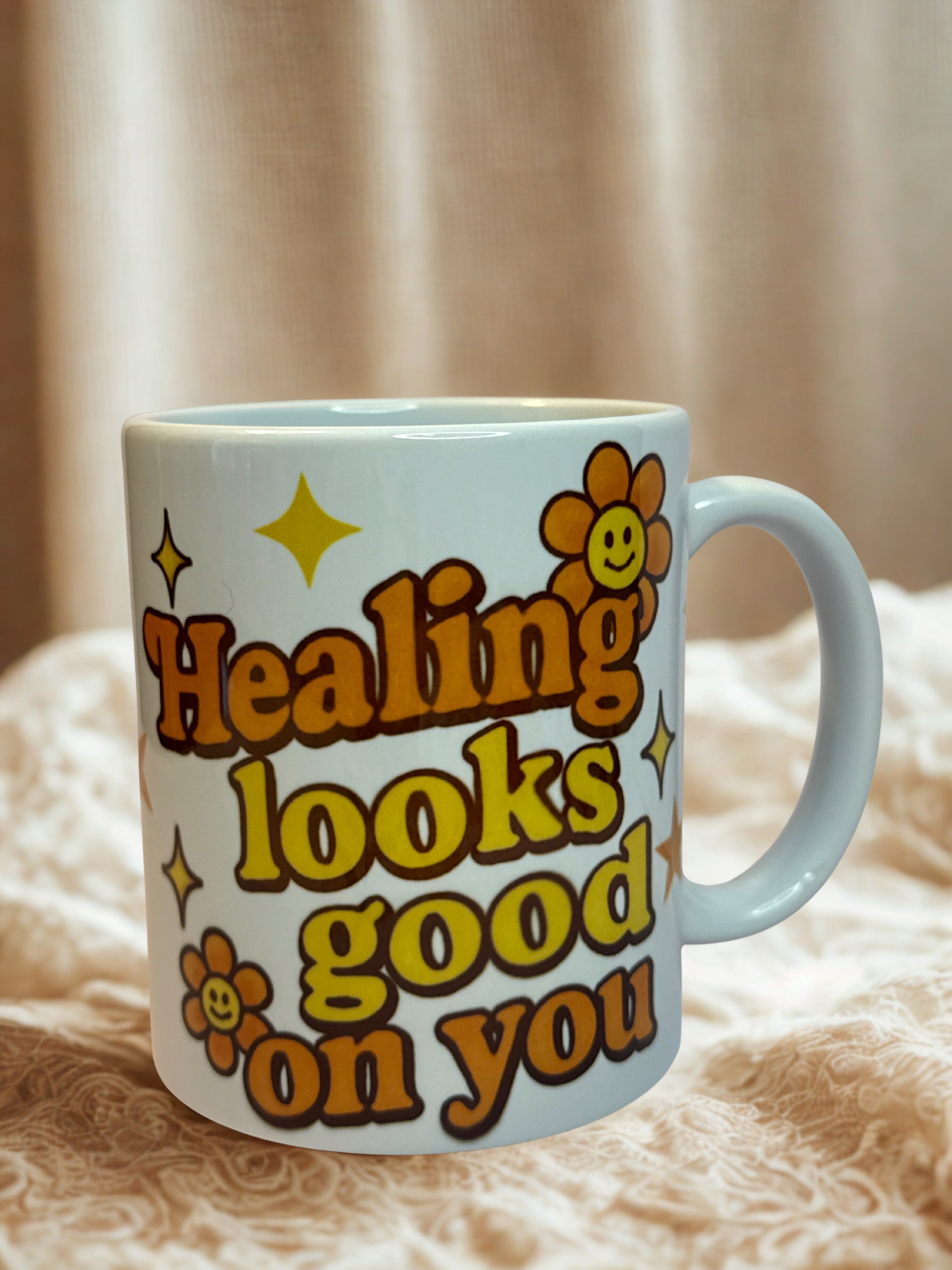 Healing Looks Good on You” Mug – Retro Positivity Collection