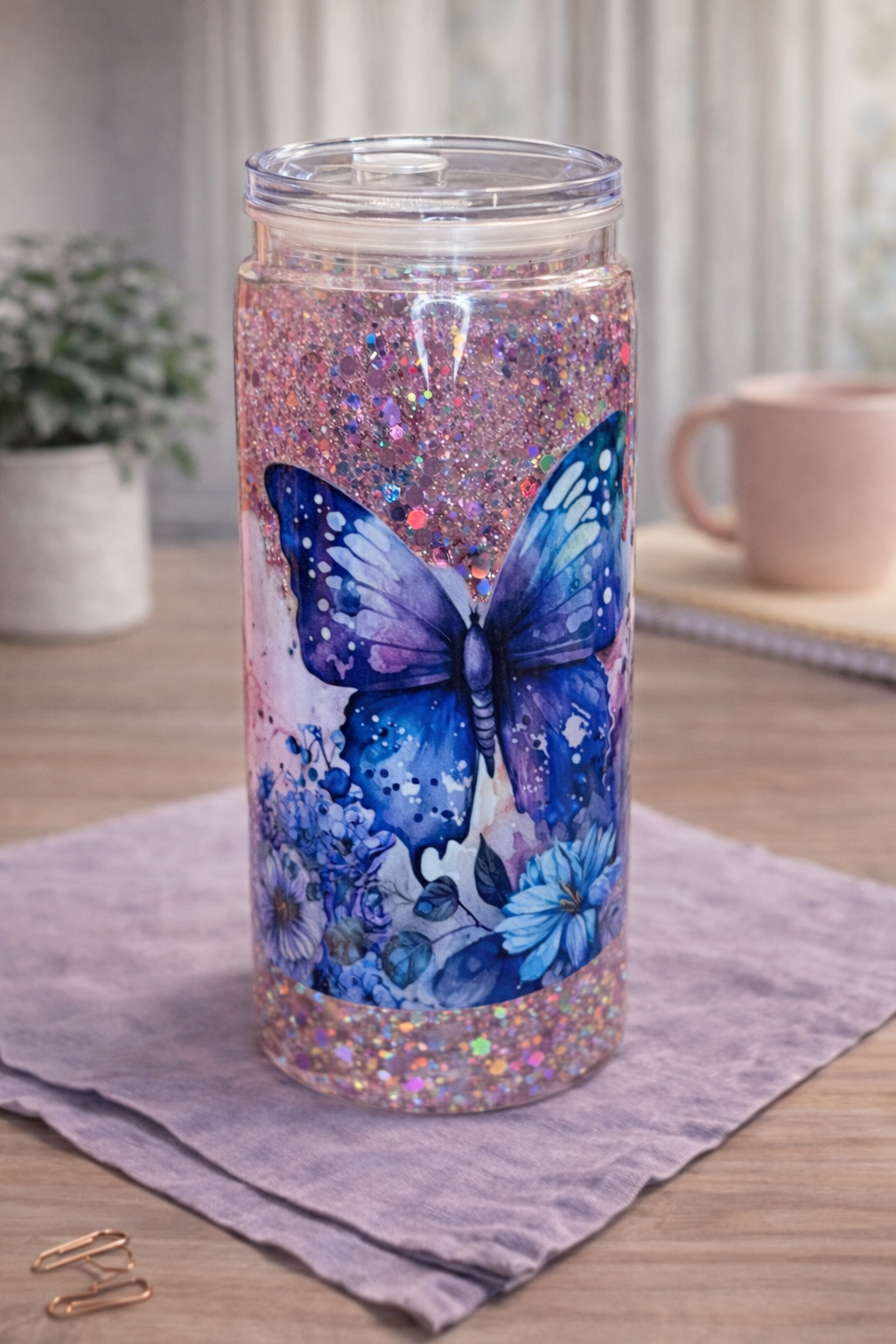 Butterfly Dreams | Glitter Snow Globe Tumbler