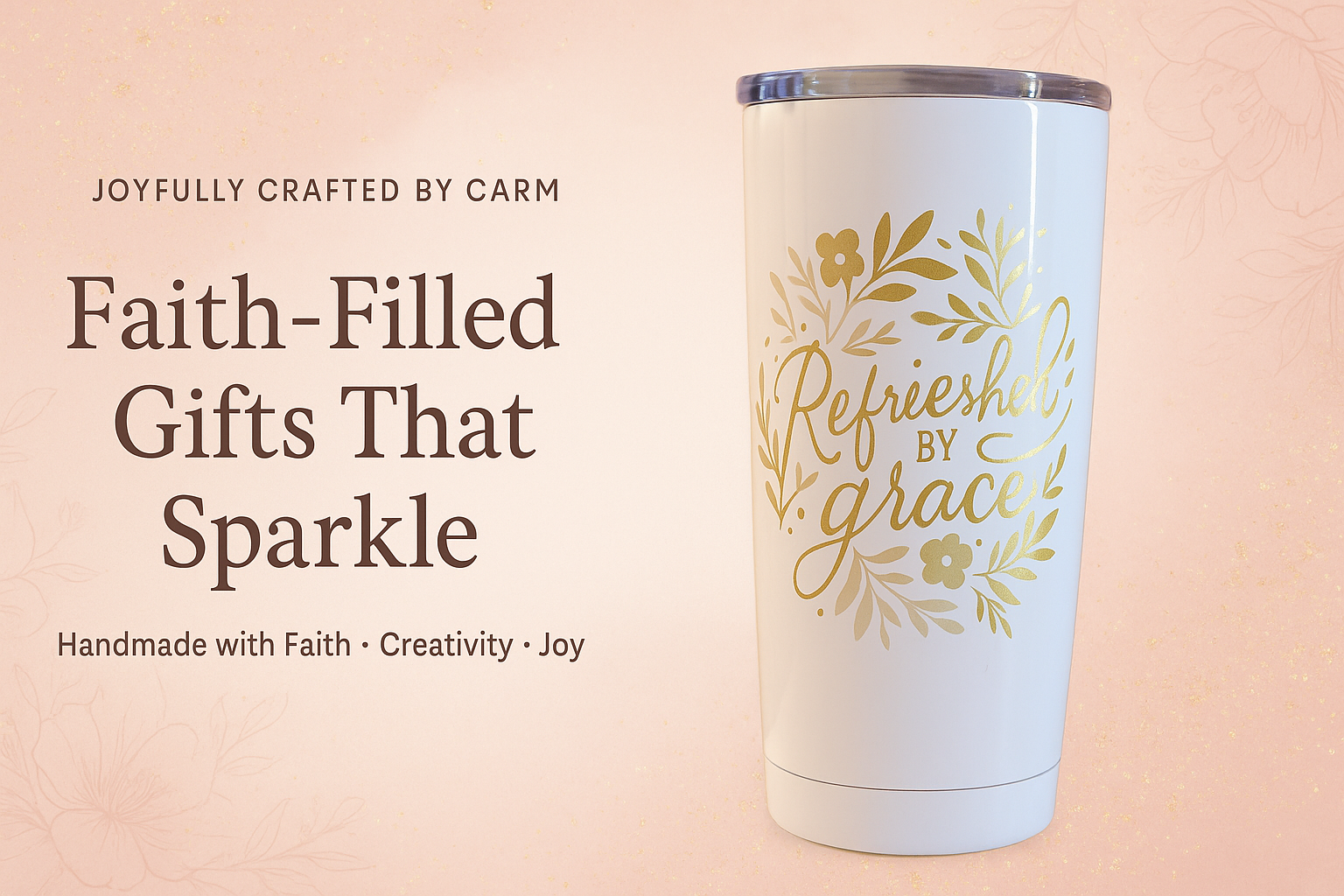 Refreshed by Grace – 20 oz White & Gold Tumbler