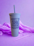 💜 “Everything She Touches Prospers” Matte Tumbler – Speak Life Over Every Sip