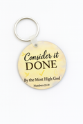 Consider It DONE” Scripture Keychain – Round Acrylic Charm