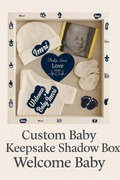 Custom Baby Memory Shadow Box – “Welcome Baby” Personalized Keepsake Frame 💙