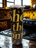 She’s the Moment” Leopard Glitter Tumbler – 20 oz Stainless Steel