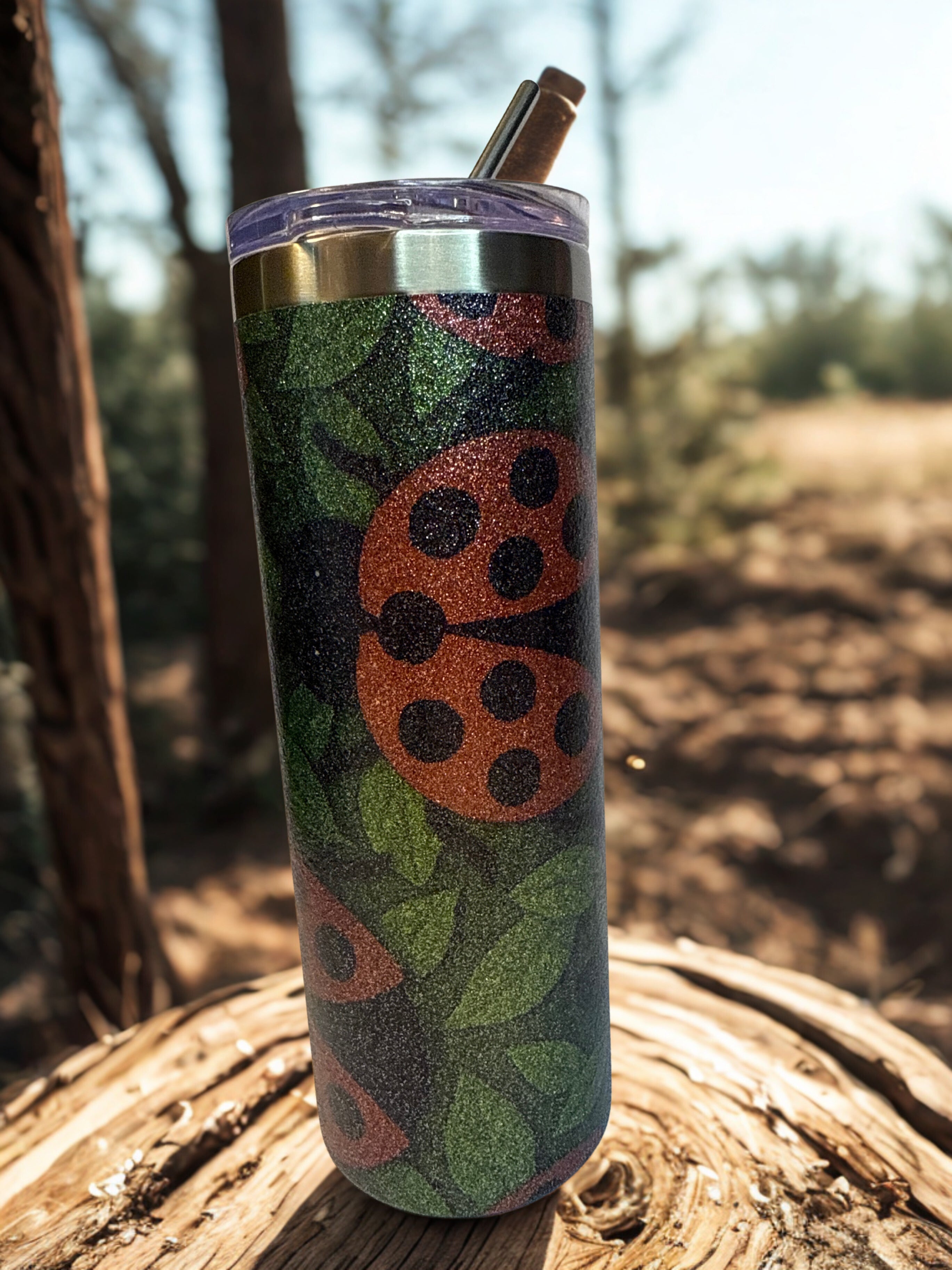 Glitter Ladybug Tumbler – 20 oz Stainless Steel