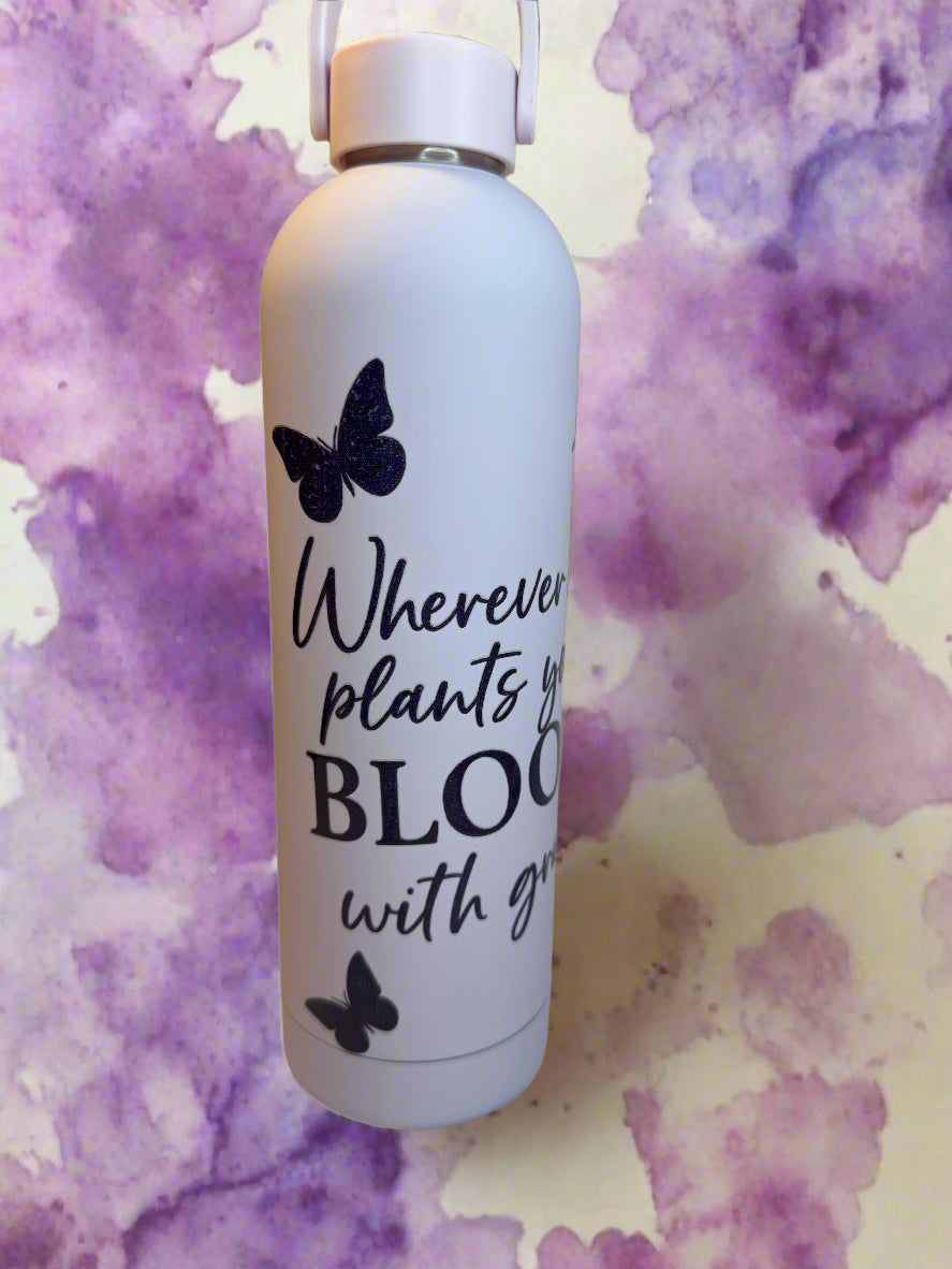 Bloom with Grace” Lavender Water Bottle – 26 oz Stainless Steel